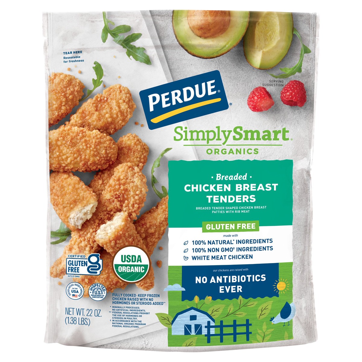 slide 1 of 3, Perdue Simply Smart Organic Gluten Free Chicken Breast Tenders, 22 oz