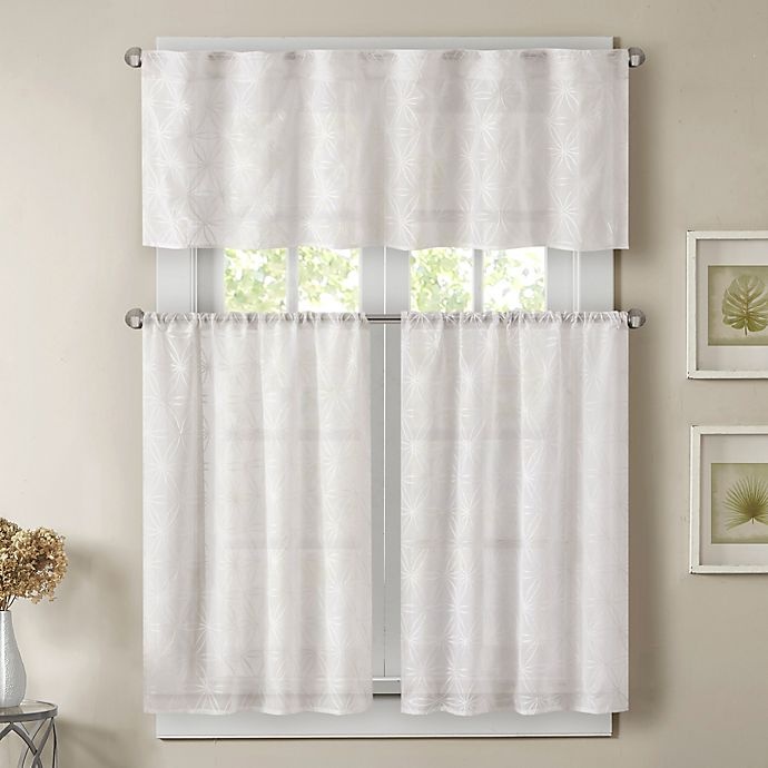 slide 1 of 1, Madison Park Gemma Sheer Window Curtain Tier Pair, 24 in