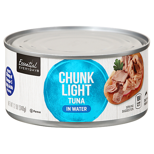 slide 1 of 1, Essential Everyday Tuna in Water, Chunk Light, 12 Ounce, 12 oz