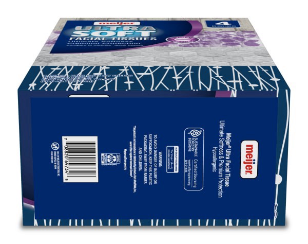 slide 6 of 9, Meijer Ultra Soft White Facial Tissues Flat Box, 4 ct; 120 pk