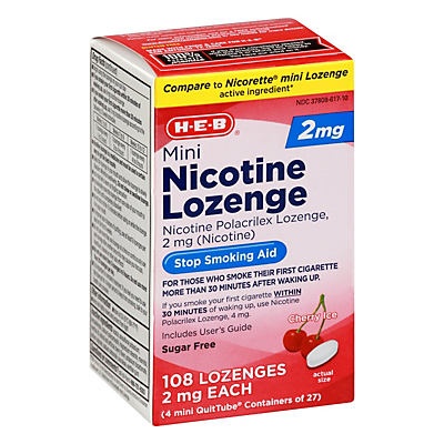 slide 1 of 1, H-E-B Mini 2 mg Nicotine Lozenge, 108 ct