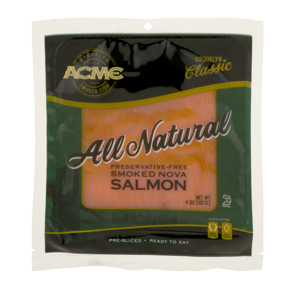 slide 1 of 1, ACME All Natural Smoked Nova Salmon, 4 oz