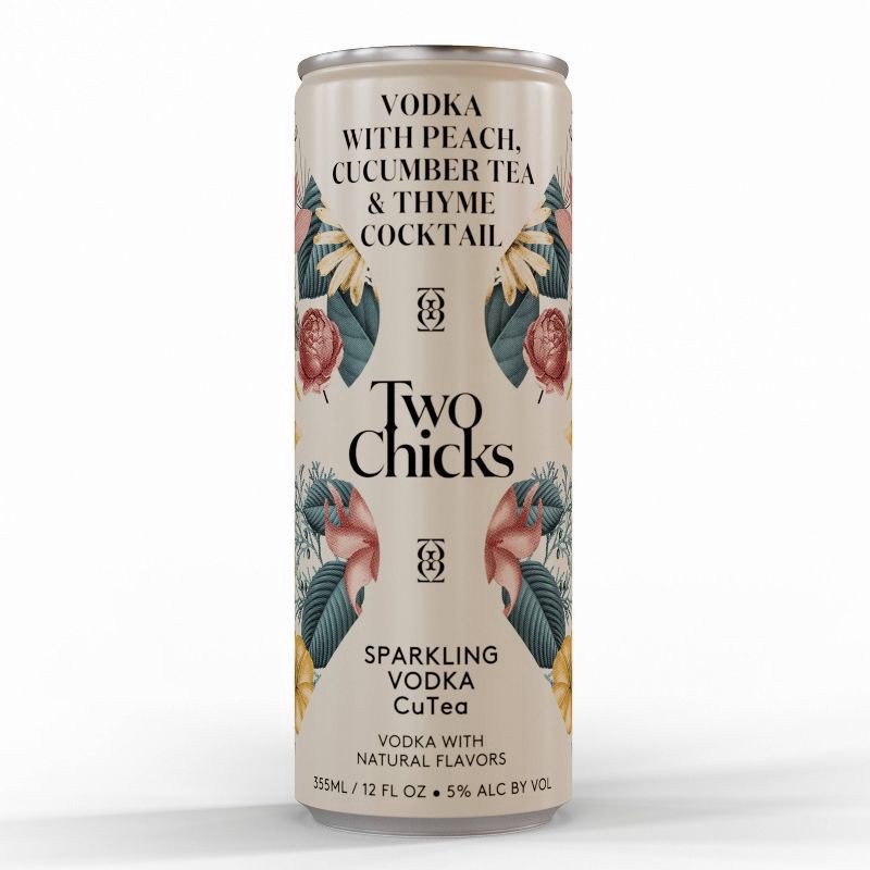 slide 2 of 2, Two Chicks Sparkling Vodka w/Peach, Cucumber Tea & thyme Cutea, 355 ml