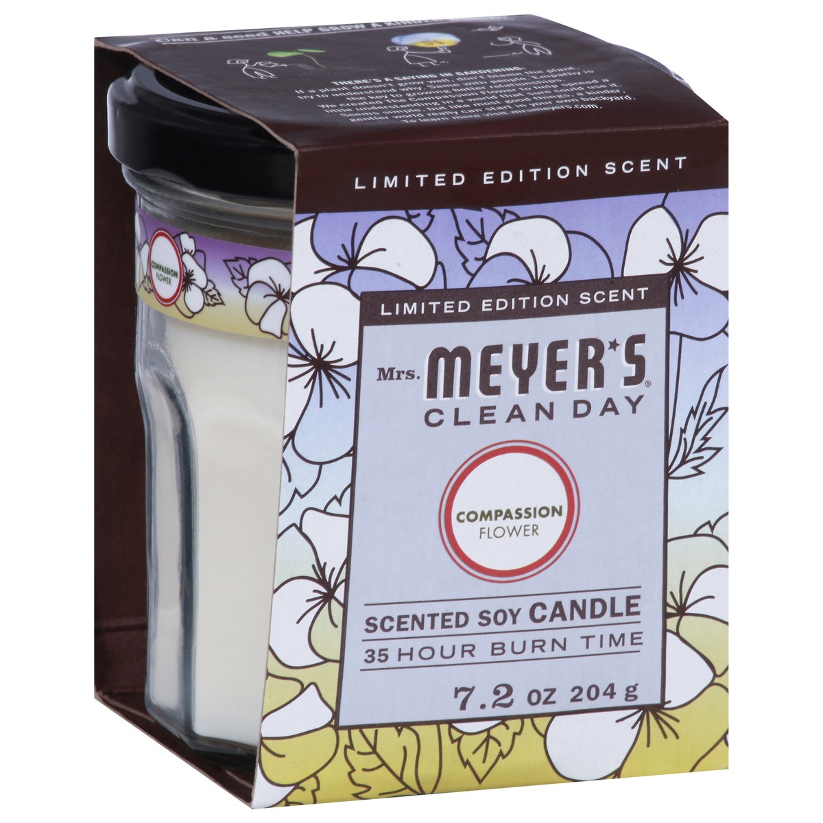slide 8 of 9, Mrs. Meyer's Clean Day Scented Soy Candle, Large, Compassion Flower Scent, 7.2 Ounce Candle, 7.20 oz