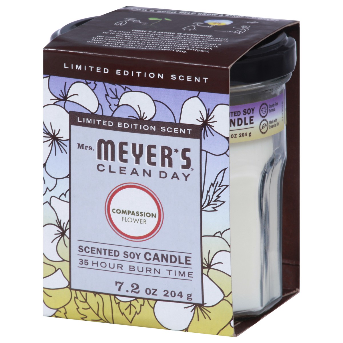 slide 4 of 9, Mrs. Meyer's Clean Day Scented Soy Candle, Large, Compassion Flower Scent, 7.2 Ounce Candle, 7.20 oz
