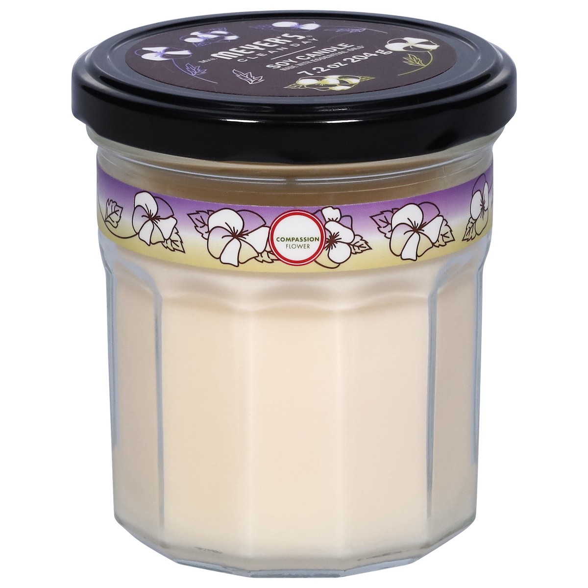 slide 1 of 9, Mrs. Meyer's Clean Day Scented Soy Candle, Large, Compassion Flower Scent, 7.2 Ounce Candle, 7.20 oz