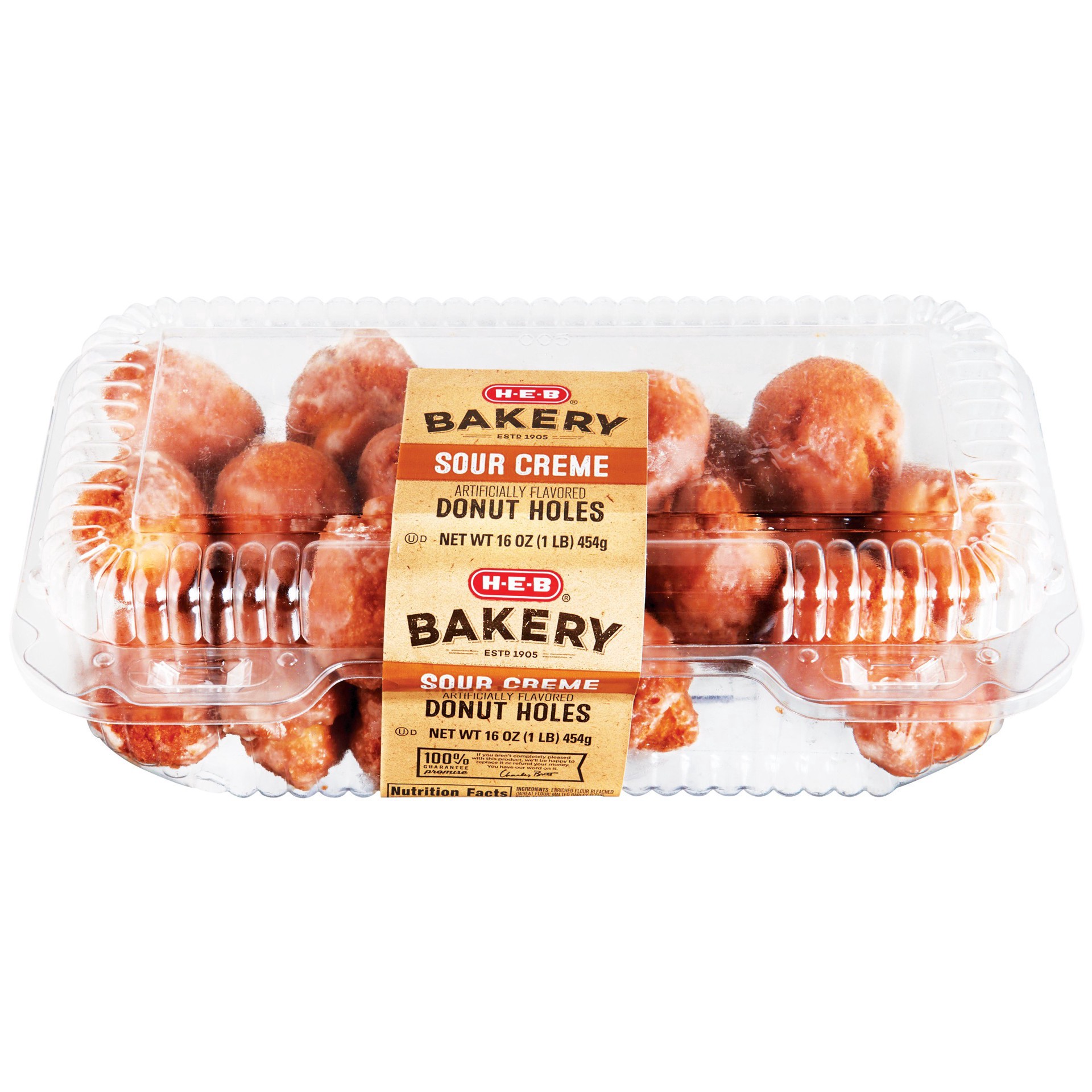 slide 1 of 1, H-E-B Bakery Glazed Sour Creme Donut Holes, 16 oz