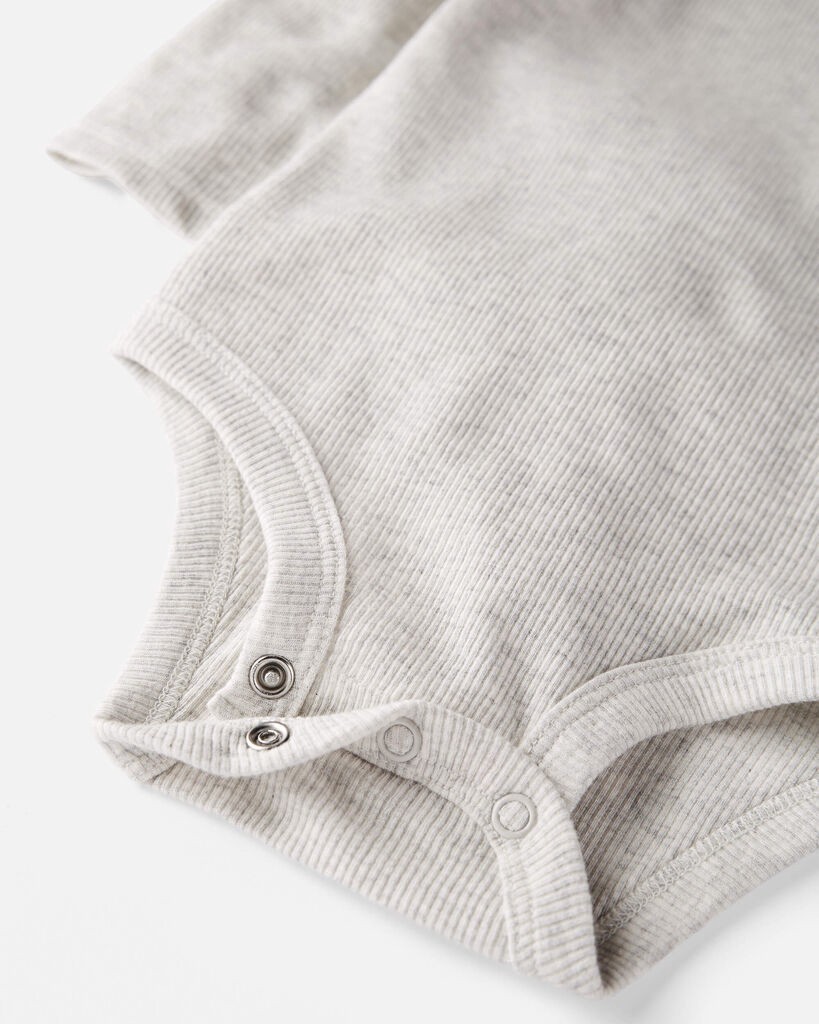 slide 2 of 3, Littleplanet Baby 2-Pack Organic Cotton Bodysuits Sweet Cream, Subtle Heather Grey 6M, 1 ct