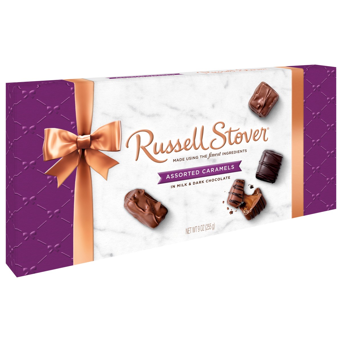 slide 5 of 8, Russell Stover Assorted Caramels Copper Bowline Box, 9 oz