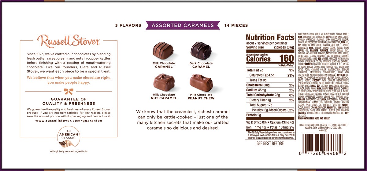 slide 7 of 8, Russell Stover Assorted Caramels Copper Bowline Box, 9 oz