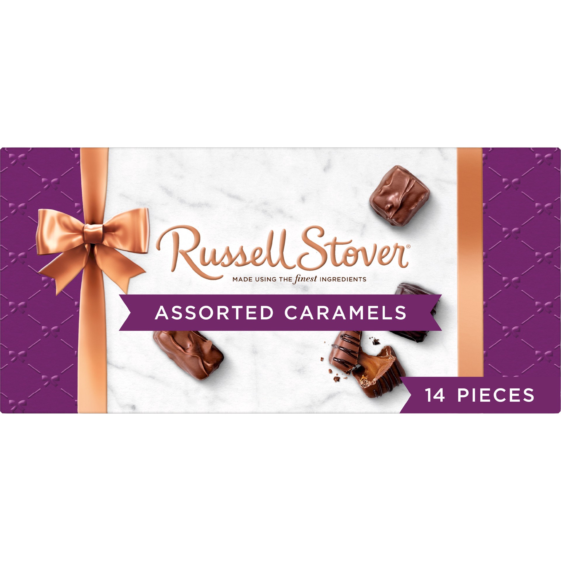 slide 1 of 8, Russell Stover Assorted Caramels Copper Bowline Box, 9 oz