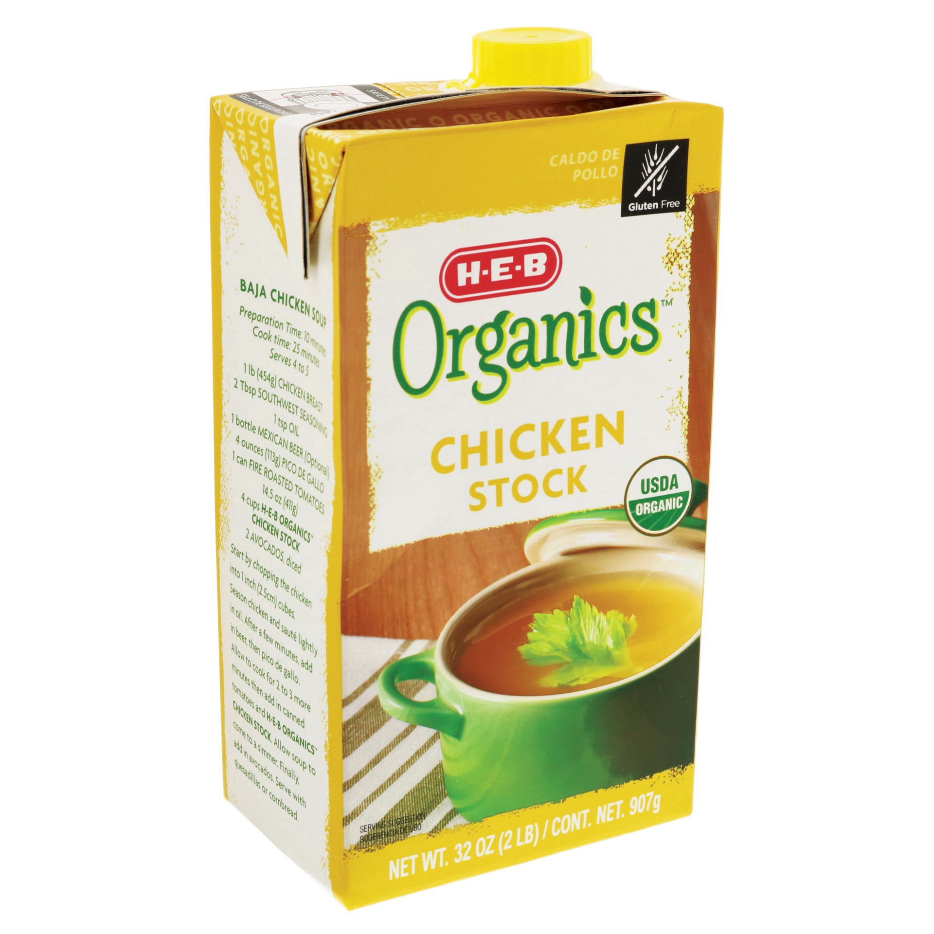 slide 1 of 1, H-E-B Organics Chicken Stock, 32 oz