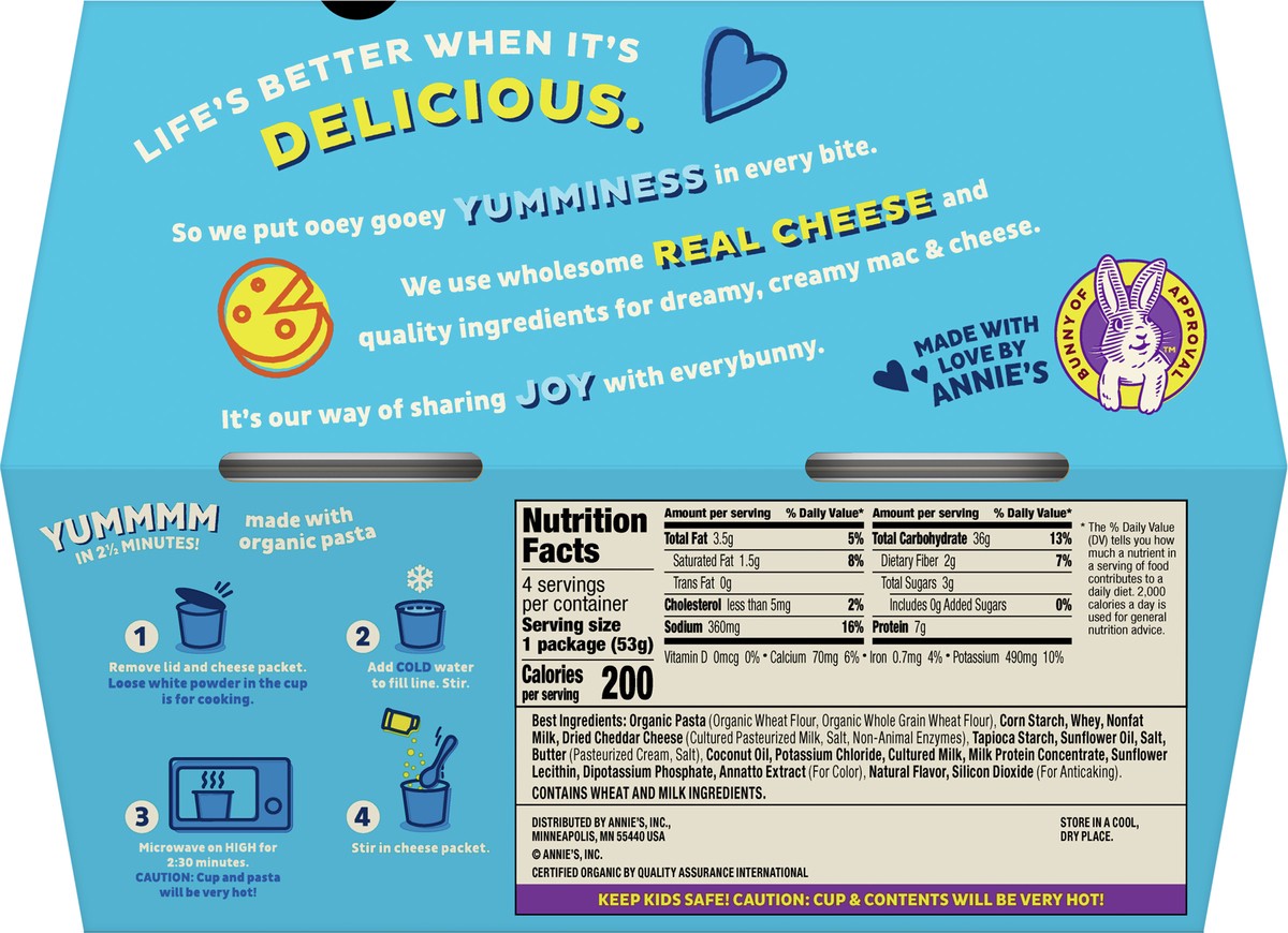 slide 3 of 9, Annie's Disney Mickey and Friends, Microwavable Macaroni and Cheese, 4 Cups, 7.48 oz, 4 ct