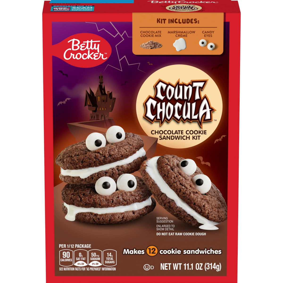 slide 1 of 9, Betty Crocker Count Chocula Chocolate Cookie Sandwich Kit- 11.1 oz, 1 ct