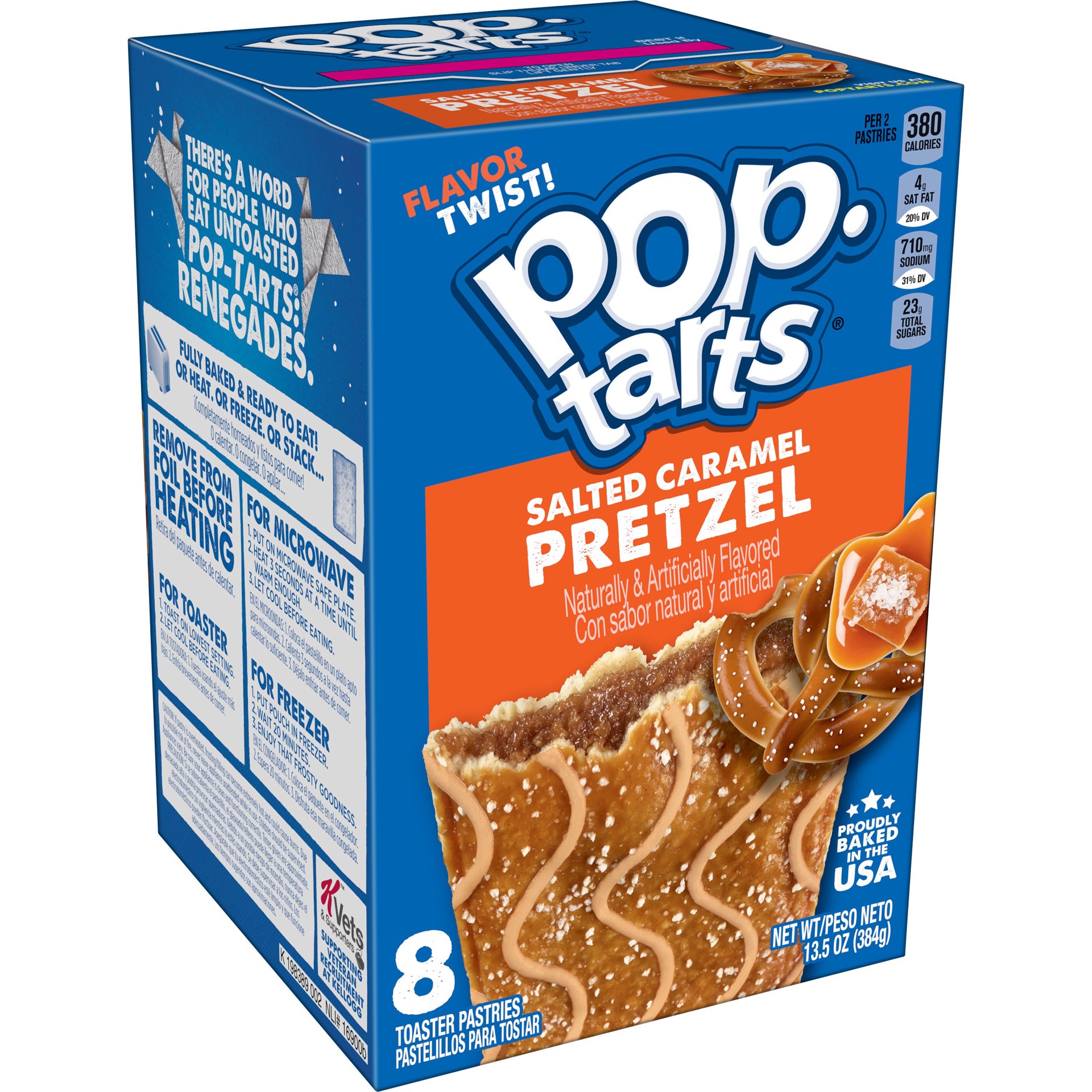 slide 1 of 4, Kellogg's Pop-Tarts Pretzel Toaster Pastries, Breakfast Foods, Salted Caramel Drizzle, 13.5 oz