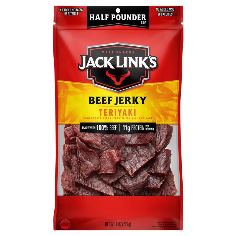 slide 1 of 9, Jack Link's Half Pounder Teriyaki Beef Jerky 8 oz, 8 oz