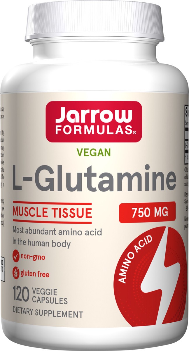 slide 4 of 4, Jarrow Formulas L-Glutamine - 120 Veggie Capsules - Dietary Supplement Supports Muscle Tissue & Immune Function - 100% L-Glutamine - 120 Servings, 120 ct