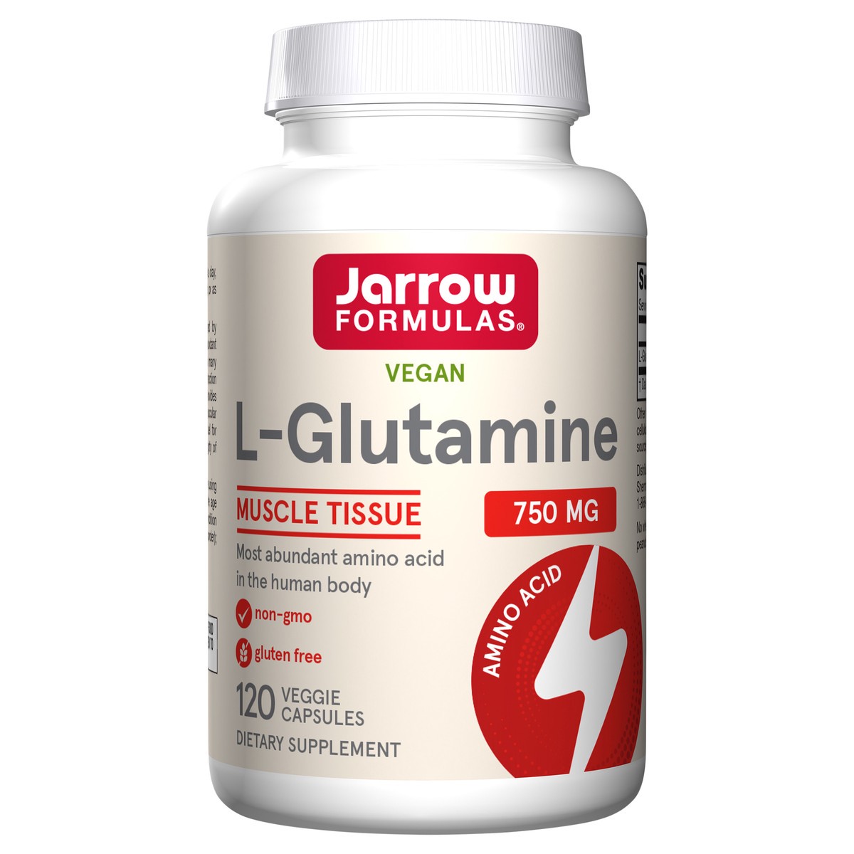 slide 2 of 4, Jarrow Formulas L-Glutamine - 120 Veggie Capsules - Dietary Supplement Supports Muscle Tissue & Immune Function - 100% L-Glutamine - 120 Servings, 120 ct