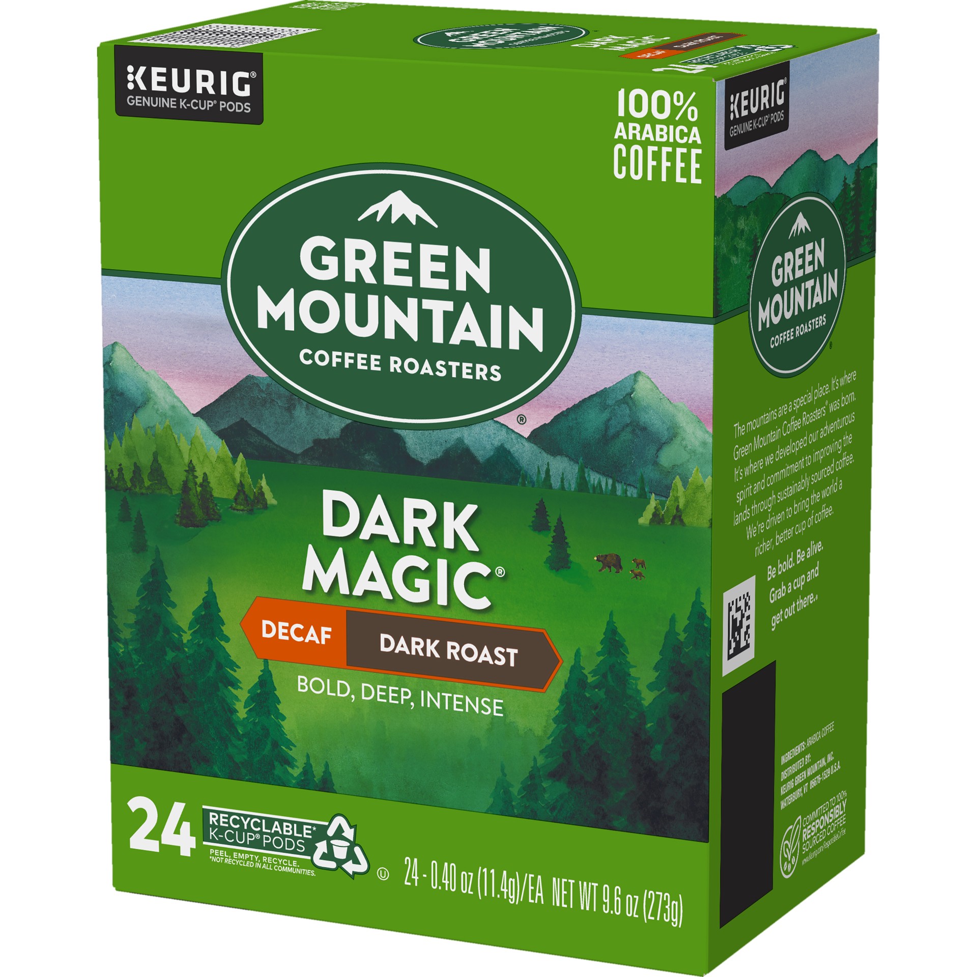 slide 5 of 5, Green Mountain Coffee Dark Magic Decaf Keurig Single-Serve K-Cup pods, Dark Roast Coffee, 24 Count, 24 ct