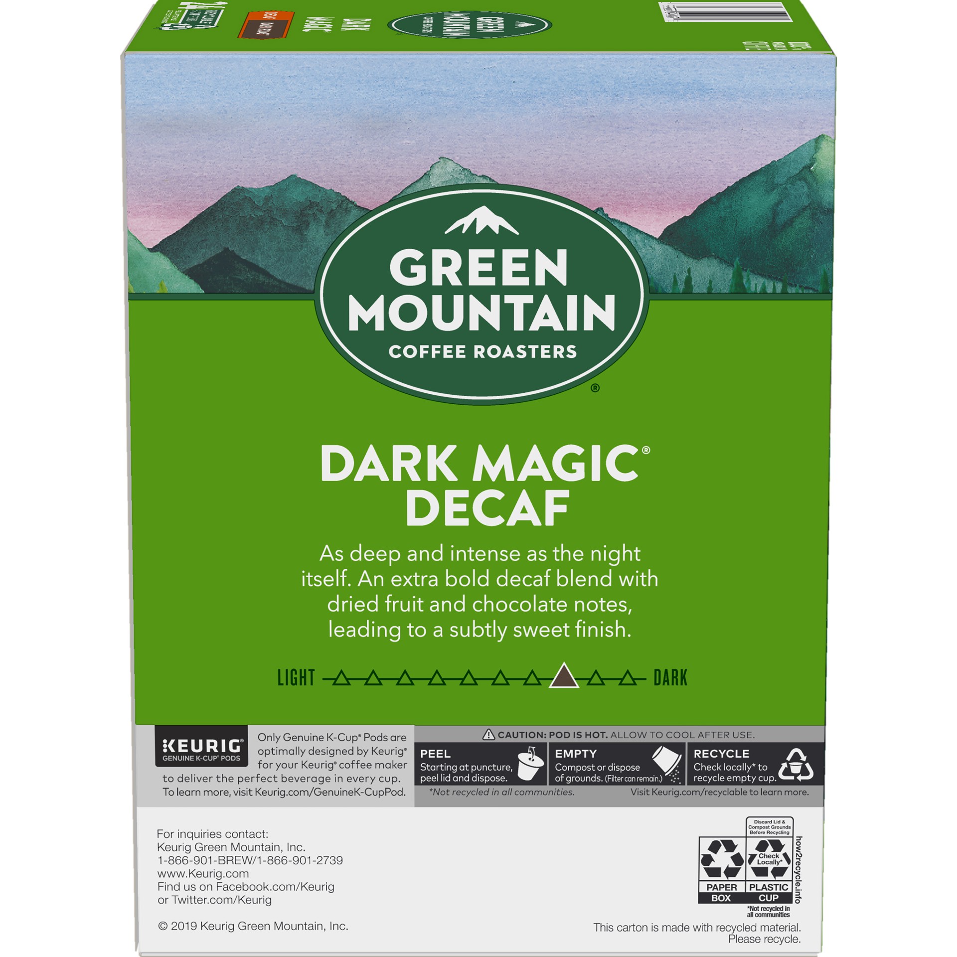 slide 2 of 5, Green Mountain Coffee Dark Magic Decaf Keurig Single-Serve K-Cup pods, Dark Roast Coffee, 24 Count, 24 ct