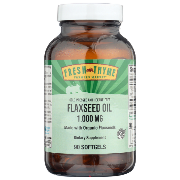 slide 1 of 1, Fresh Thyme Flax Seed Oil 1000 Mg 90 Sg, 90 ct