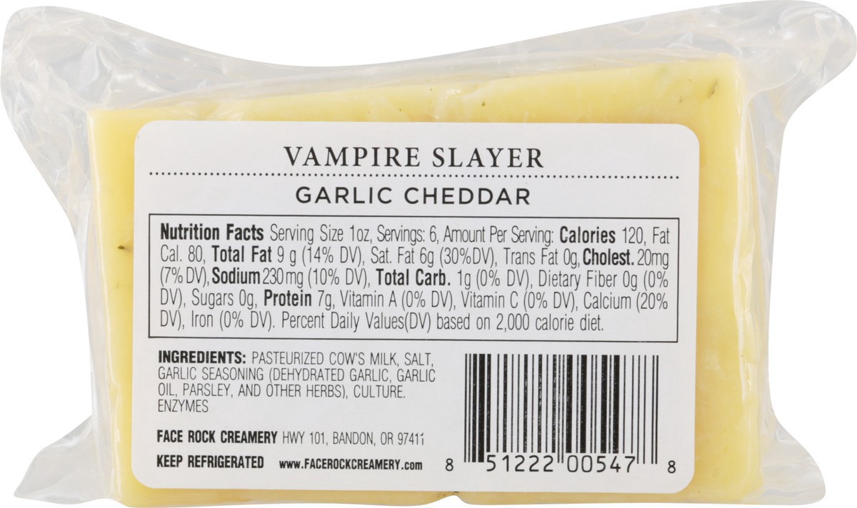 slide 4 of 9, Face Rock Creamery Vampire Slayer Garlic Cheddar Cheese 6 oz, 6 oz