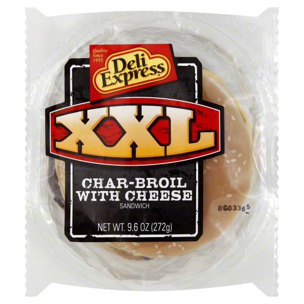 slide 1 of 5, Deli Express Sandwich, Char-Broil Beef Patty with Cheese, 9.6 oz