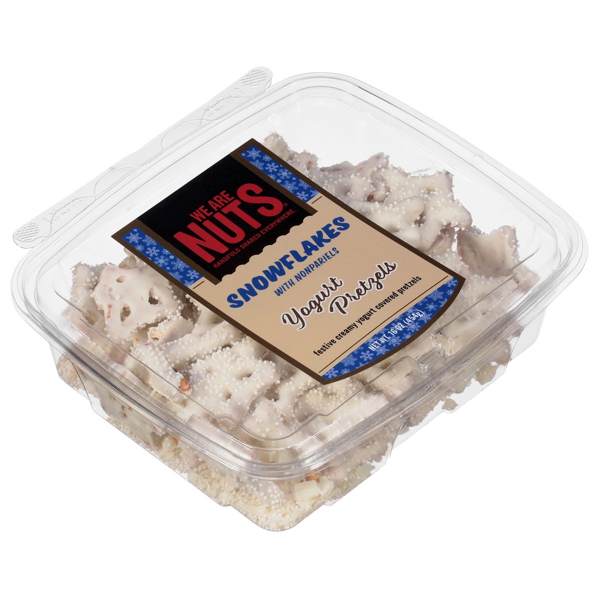 slide 2 of 4, We Are Nuts Yogurt Snowflakes with Nonpariels Pretzels 16 oz, 16 oz