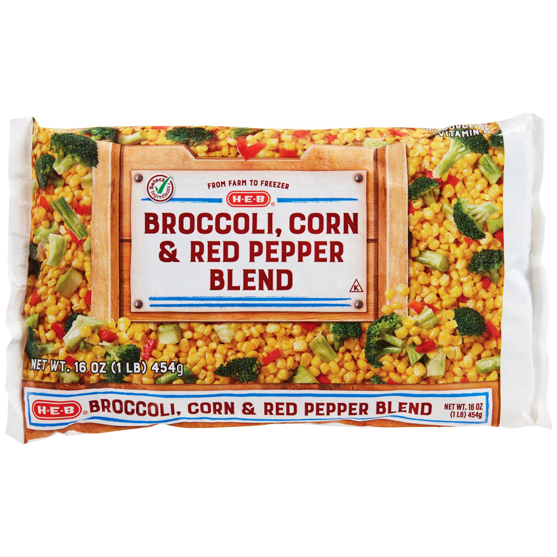 slide 1 of 1, H-E-B Broccoli, Corn, and Red Peppers Blend, 16 oz