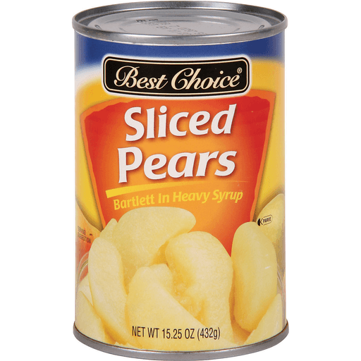 slide 1 of 1, Best Choice Sliced Bartlett Pears In Heavy Syrup, 15.25 oz