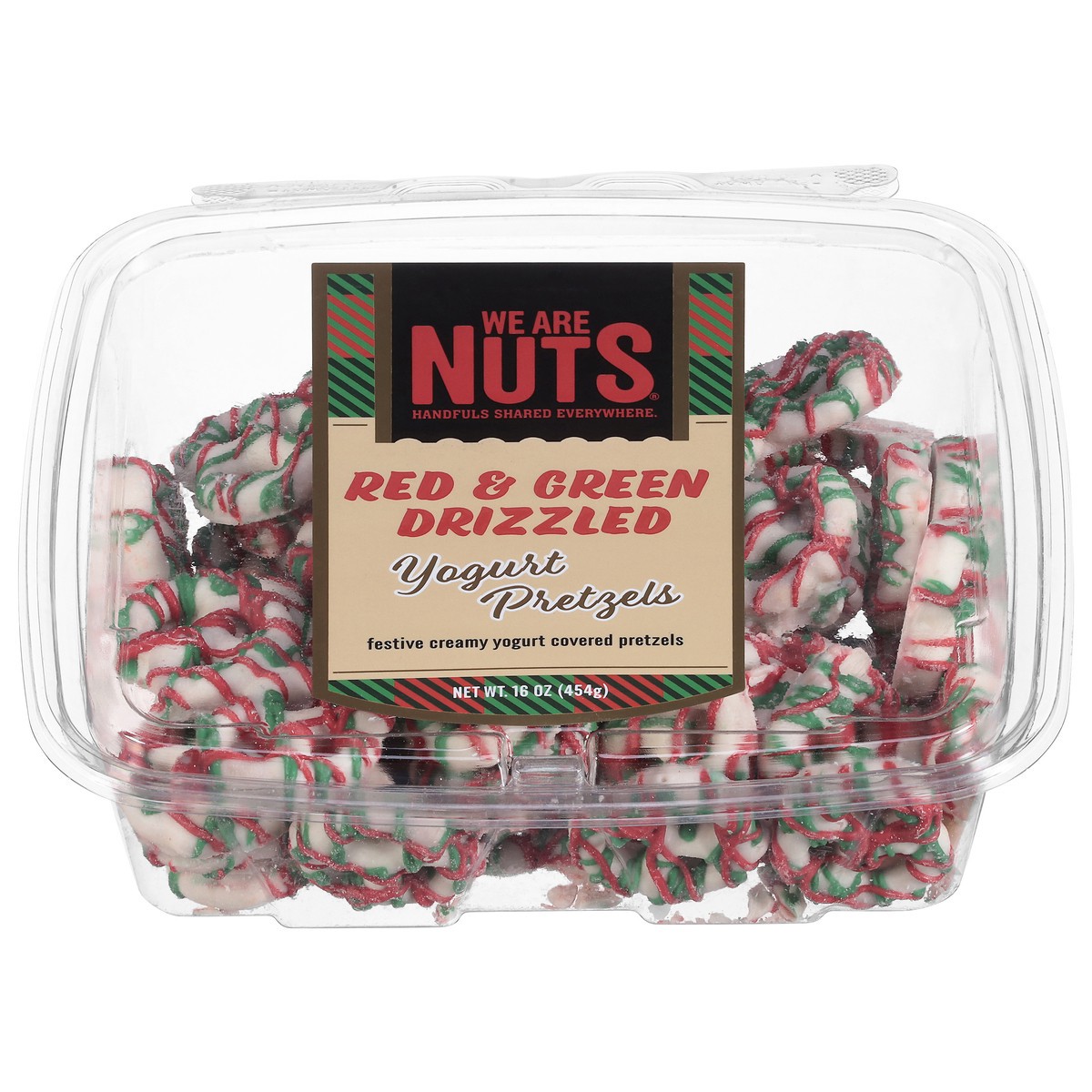 slide 2 of 4, We Are Nuts Red & Green Drizzled Yogurt Pretzels 16 oz, 16 oz