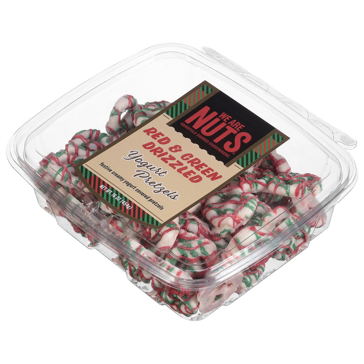 slide 3 of 4, We Are Nuts Red & Green Drizzled Yogurt Pretzels 16 oz, 16 oz