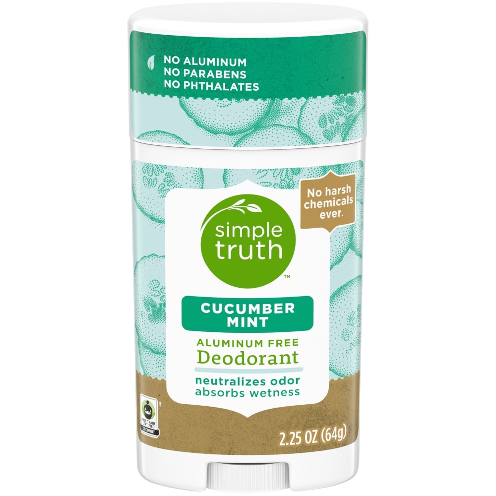 slide 1 of 1, Simple Truth\U2122 Cucumber Mint Aluminum Free Deodorant Stick, 2.25 oz