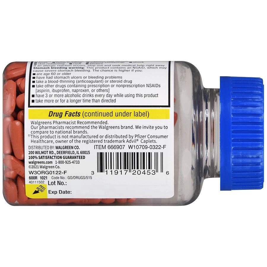 slide 5 of 5, Walgreens Ibuprofen Caplets USP, 200 mg, 300 ct