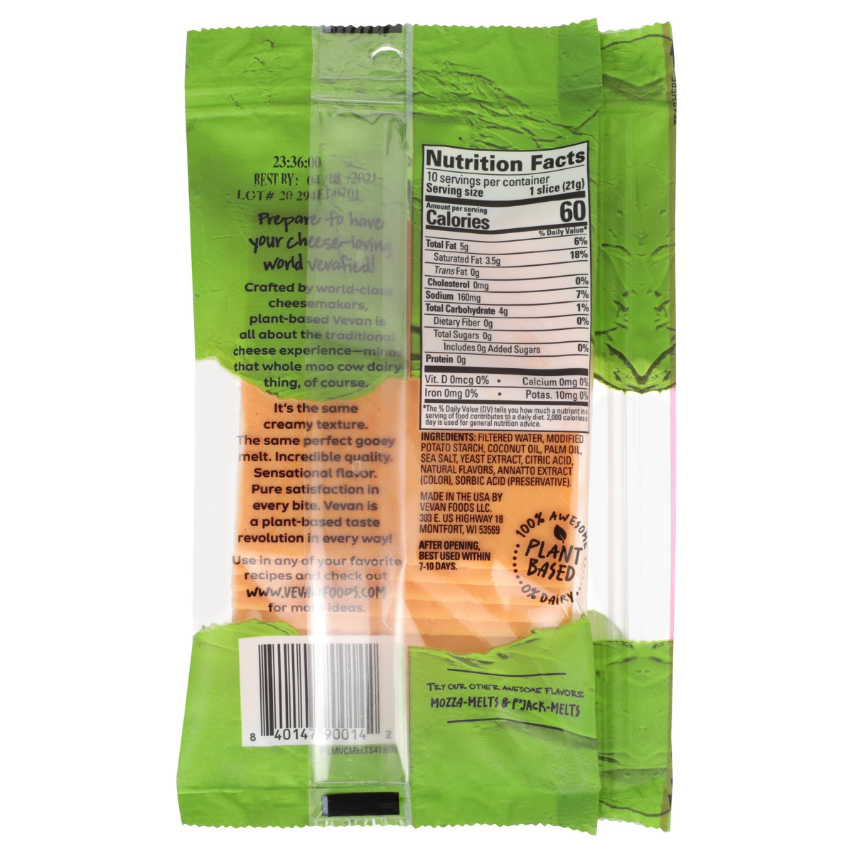 slide 5 of 5, Vevan Slice Cheddar Cheese, 1 ct