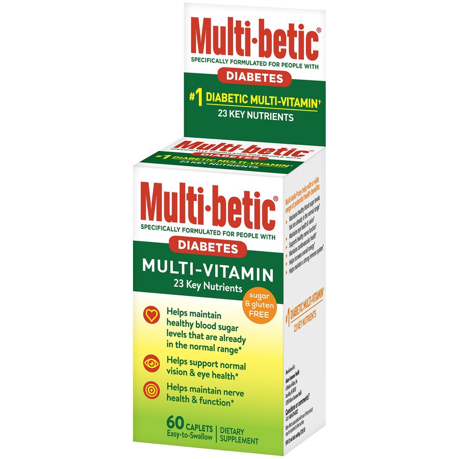 slide 3 of 7, Multi-betic Diabetes Multi-vitamin Caplets, 60 ct