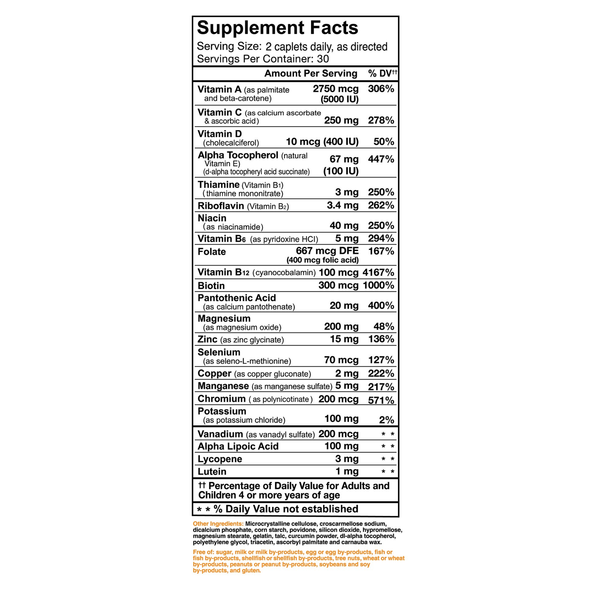 slide 6 of 7, Multi-betic Diabetes Multi-vitamin Caplets, 60 ct