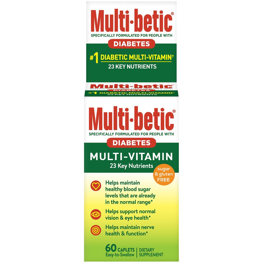 slide 1 of 7, Multi-betic Diabetes Multi-vitamin Caplets, 60 ct