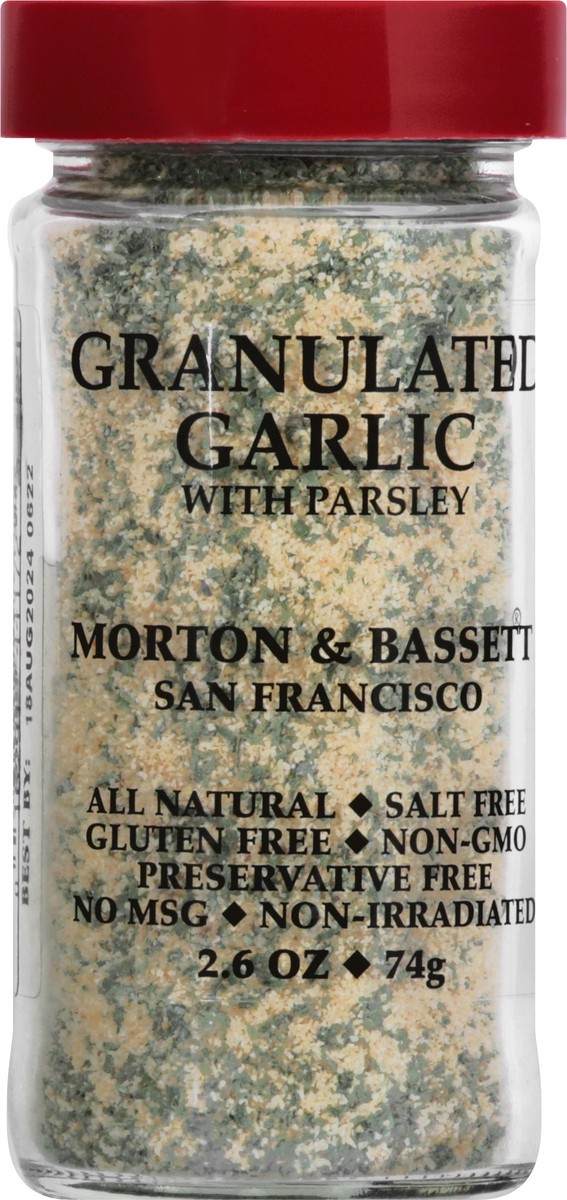 slide 6 of 13, Morton & Bassett Granulated Garlic With Parsley, 2.6 oz