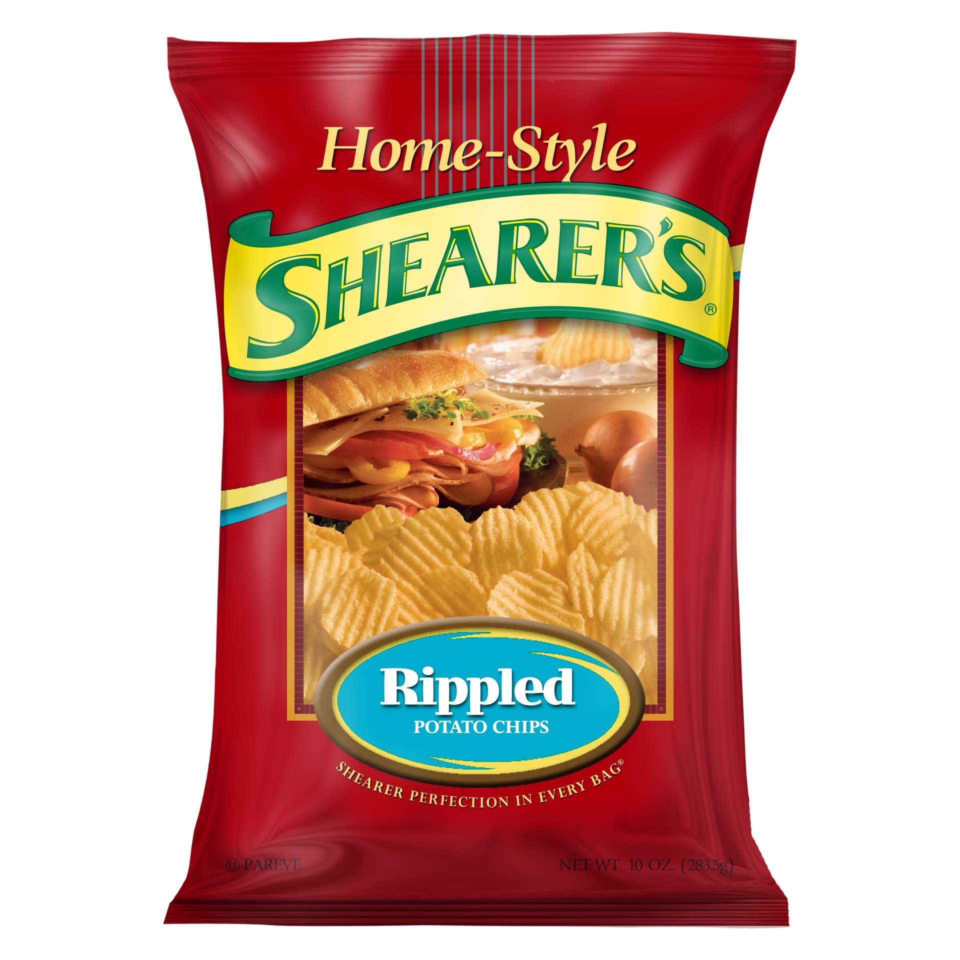 slide 1 of 1, Shearer's Home Style Rippled Potato Chips, 10 oz