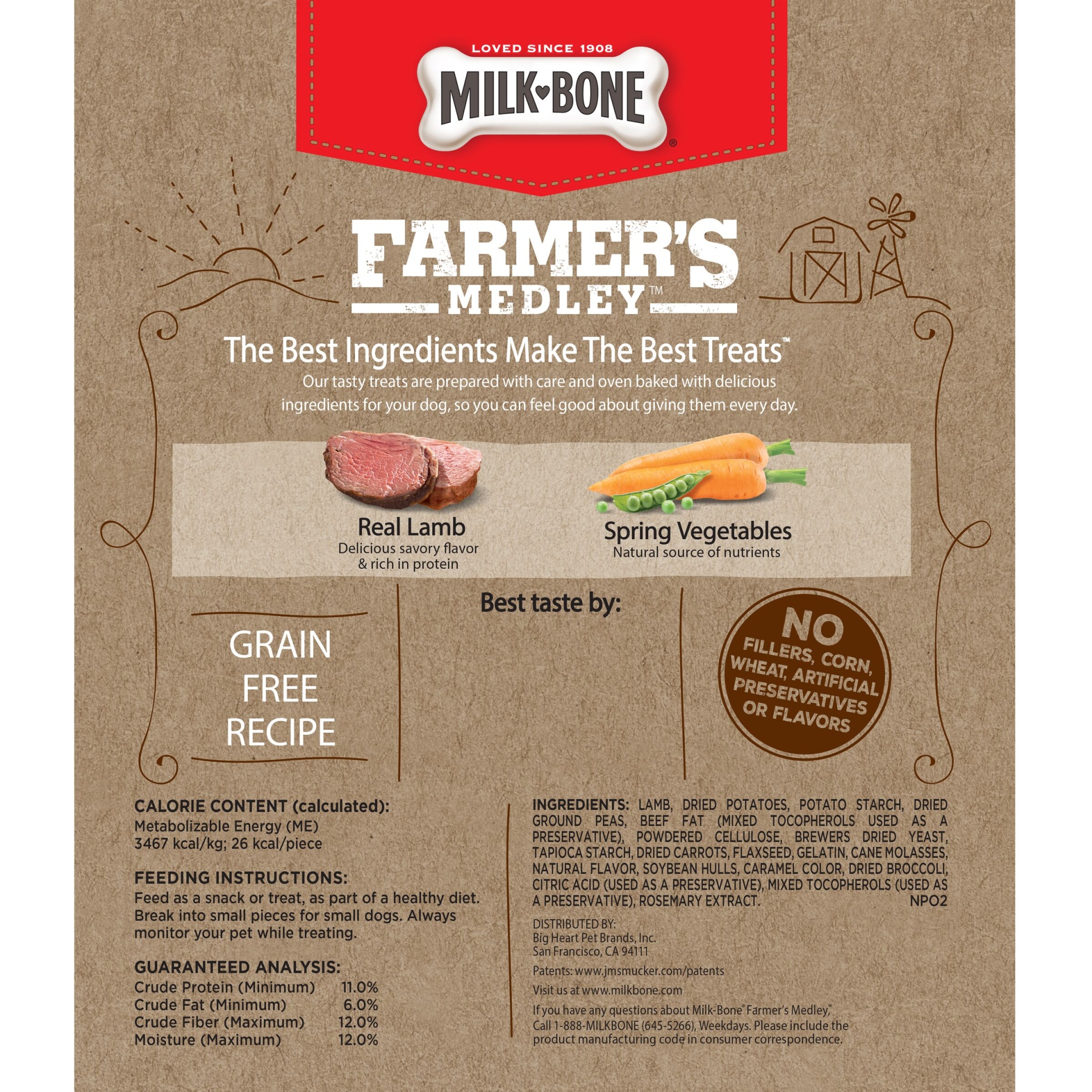slide 2 of 4, Milk-Bone Farmer's Medley Grain Free Dog Treats with Lamb & Spring Vegetables, 12 oz
