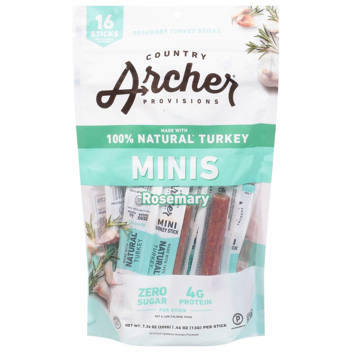 slide 6 of 13, Country Archer Rosemary Turkey Sticks Minis 16 ea, 16 ct