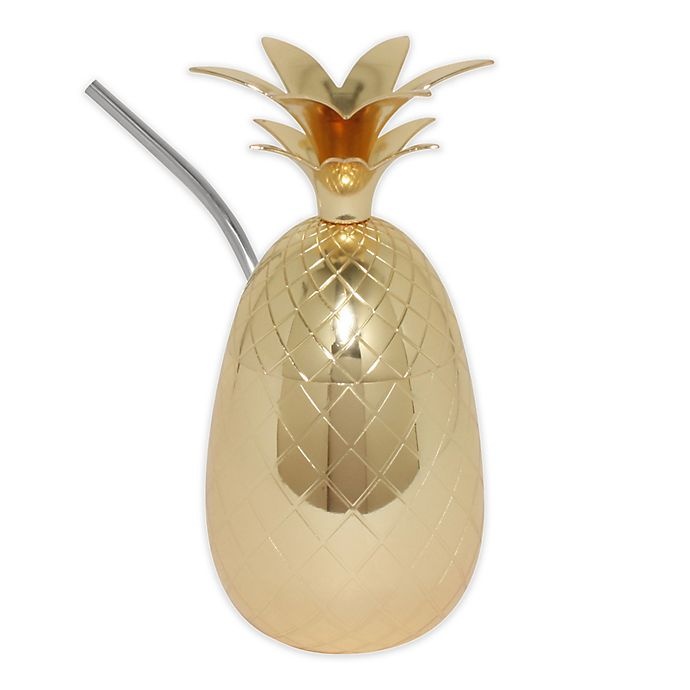 slide 1 of 2, Silver One 16 oz. Pineapple-Shaped Tumbler - Gold, 1 ct