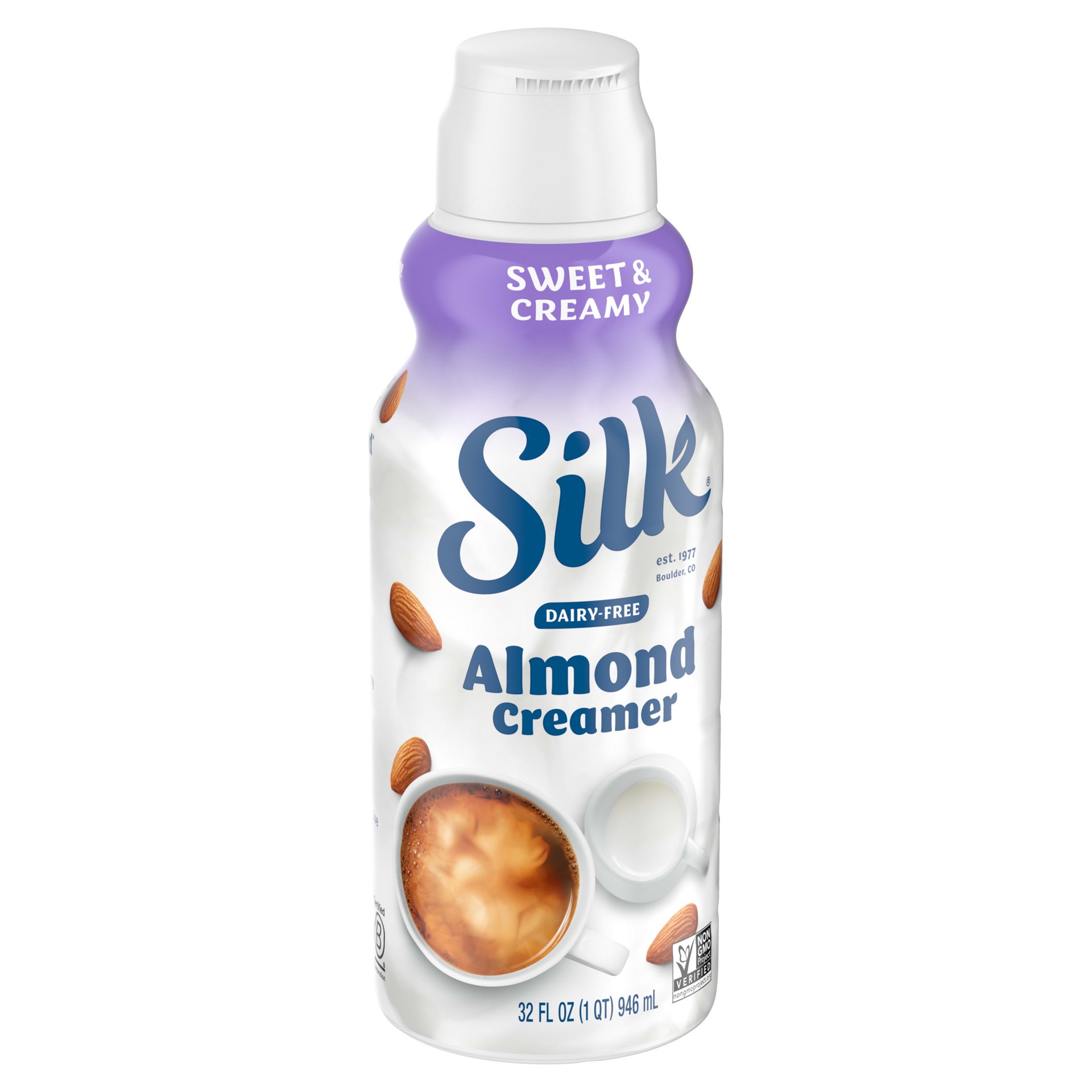 slide 5 of 5, Silk Almond Creamer, Sweet and Creamy, Smooth, Lusciously Creamy Dairy Free and Gluten Free Creamer From the No. 1 Brand of Plant Based Creamers, 32 FL OZ Carton, 32 fl oz