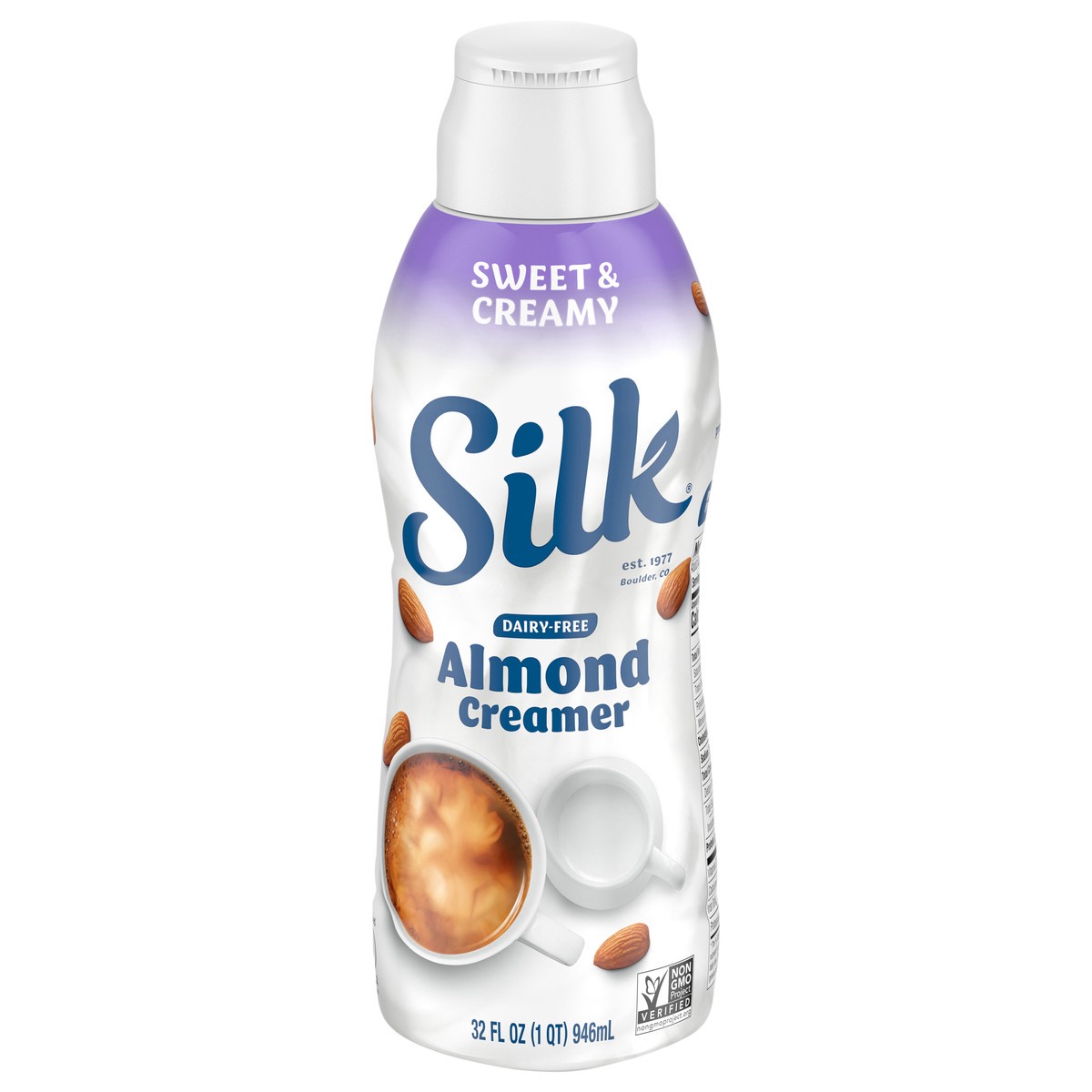 slide 1 of 5, Silk Almond Creamer, Sweet and Creamy, Dairy Free, Gluten Free, 32 FL OZ Carton, 32 fl oz