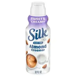 Silk Almond Creamer, Sweet and Creamy, Smooth, Lusciously Creamy Dairy Free and Gluten Free Creamer From the No. 1 Brand of Plant Based Creamers, 32 FL OZ Carton