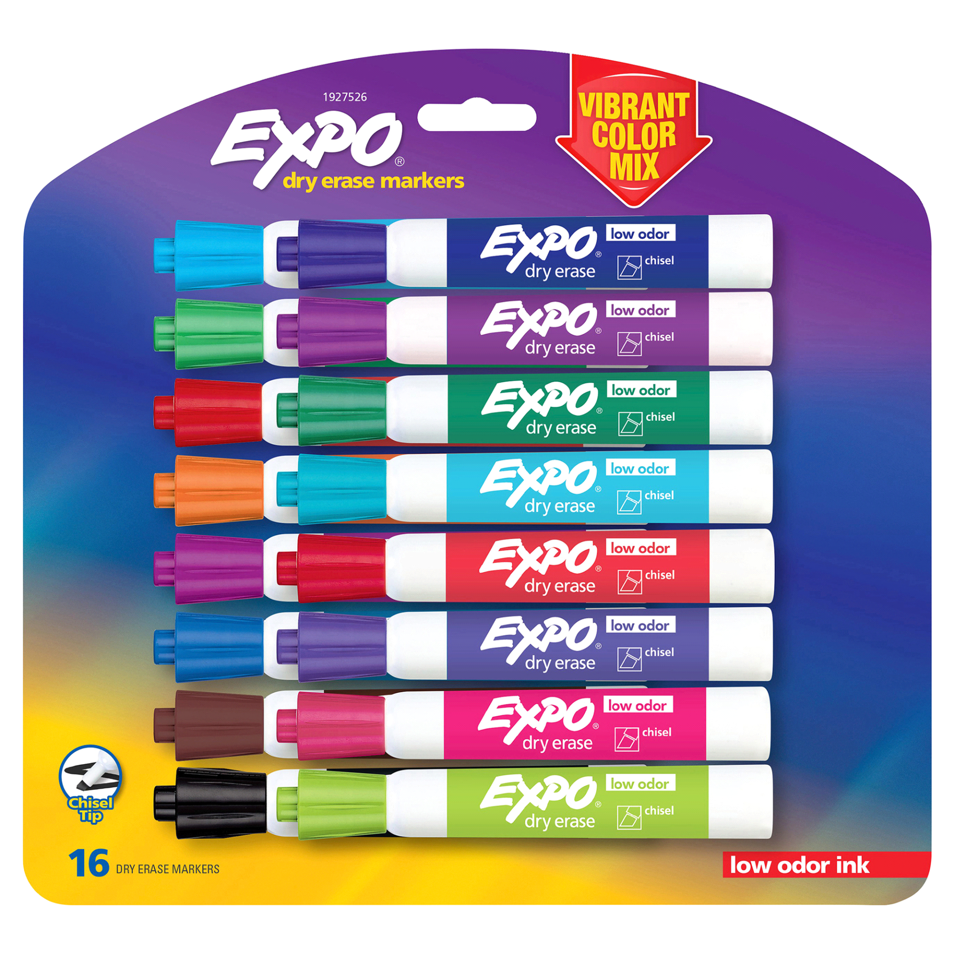 slide 1 of 4, EXPO Low Odor Dry Erase Markers, Chisel Tip, Assorted Colors, 1 ct