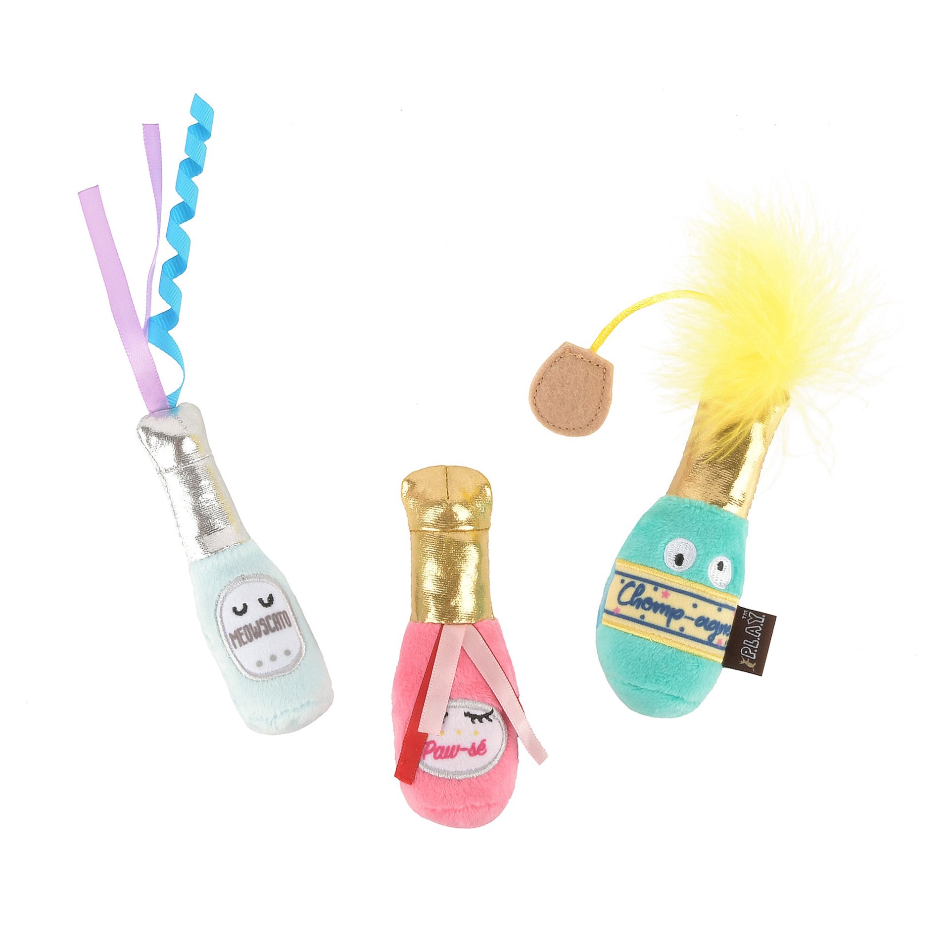 slide 1 of 1, P.L.A.Y PET LIFESTYLE Feline Frenzy Pop, Fizz, Meow! Cat Toy, Small, Pack of 3, SM