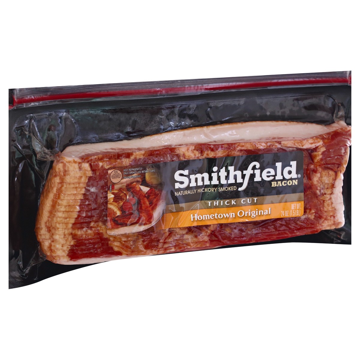 slide 3 of 9, Smithfield Hometown Original Thick Cut Bacon, 24 oz, 24 oz