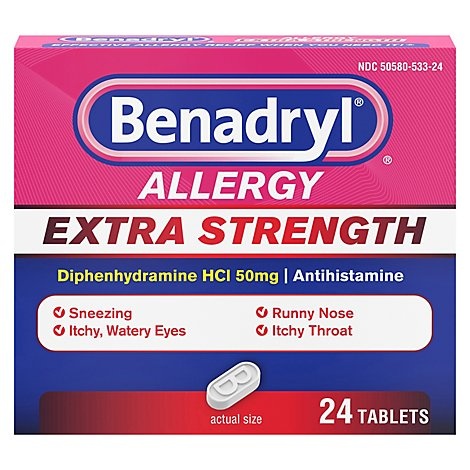 slide 1 of 1, BENADRYL Extra Strength Allegry Relief Tablet - 24 Count, 24 ct